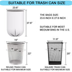 10 Gallon Trash Bags - 18 Micron Ultra Thick Strong Clear Medium Size Garbage Bin Liners for Office Kitchen, Fit 8-10 Gallon, 90 Count