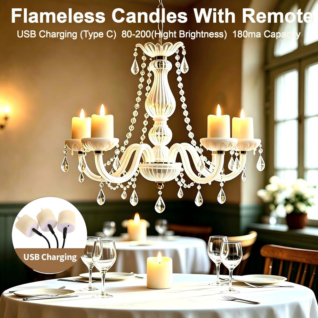 Rechargeable Flameless Tea Light Candles with Timer Remote, 1.5"x2.2" Electric Fake Flickering Votive Candles for Anniversary Wedding Centerpiece Table Decor Funeral Halloween Christmas (6 Pack)