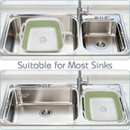 2.4 Gal(9L) Collapsible Dish Basin with Drain Plug, Space Saving Outdoor Multiuse Foldable Sink Tub, Dishpan, Kitchen Storage Tray for Camping, Vegetable Washing, RV (Green)