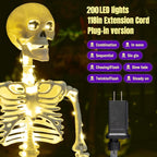 wymulot 2 Pack 40 Inches Plug Operated 400 LED Light Up Halloween Skeleton Full Body Posable Movable Jonints for Halloween Decoration Décor