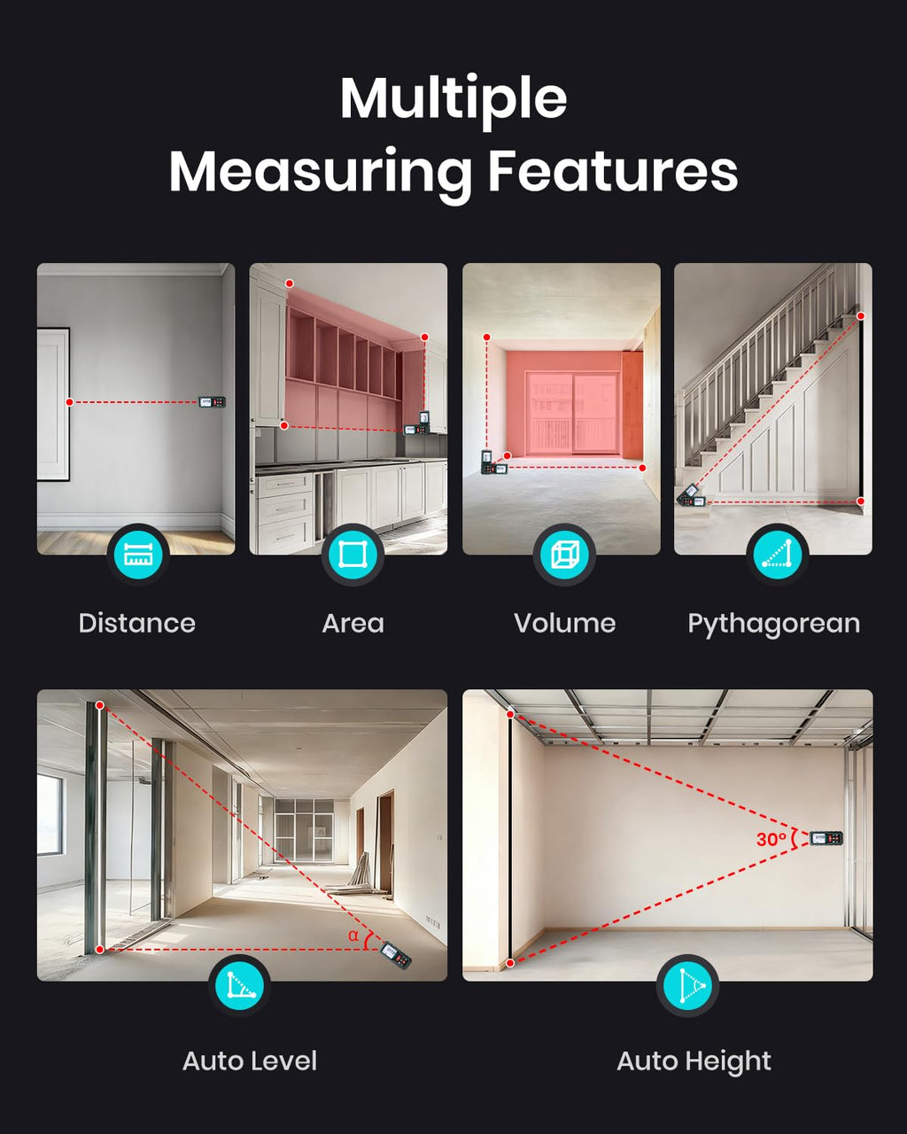 MILESEEY Laser Measurement Tool, 229Ft Laser Measure with Digital Angle Level, Laser Tape Measure with Phone App, Record Data and Make Your own Sketch Support Hand-Drawn Plan/Draw on Picture