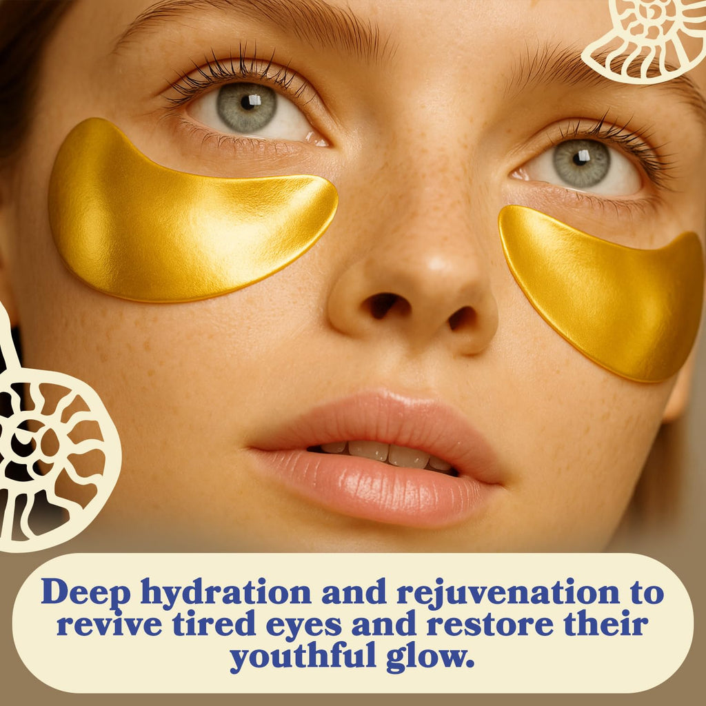 LE GUSHE Gold Under Eye Patches for Puffy Eyes and Dark Circles (30 Pairs) - Hydrating Collagen Under Eye Masks with Snail Mucin - Soothing Puffy Eyes Treatment for Women & Men - Bridesmaid Gifts