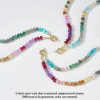 KissYan Beaded Gemstone Necklace for Women, Colorful Boho Bead Choker Natural Stone Surfer Beach Necklaces 14K Gold Plated Summer Handmade Jewelry(B08)