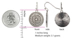 Boho Silver Medallion Drop Earrings for Women – Lightweight Hammered Disc Dangle Earrings with Tribal Mandala Design – Fashion Jewelry Gift for Free Spirits (Silver with Hook)