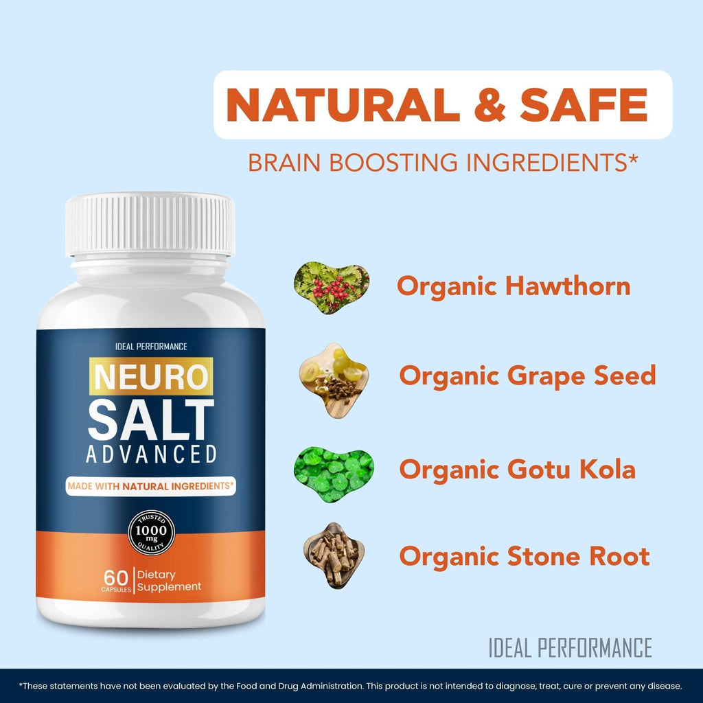 Neuro Salt for Neuropathy, Neuro Salt Capsules Supplement Pills, Maximum Strength, Advanced Formula for Overall Health and Wellness, All Natural NeuroSalt Capsules, Official NeuroSalt Reviews (3 Pack)