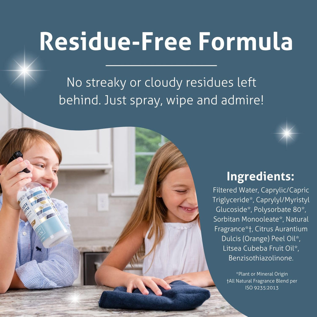 Therapy Granite Countertop Cleaner & Polish (2 Pack - With Microfiber) - pH Neutral, Marble Cleaner, Soapstone, Quartz, Stone, Quartzite, Slate, Limestone, Corian, Laminate