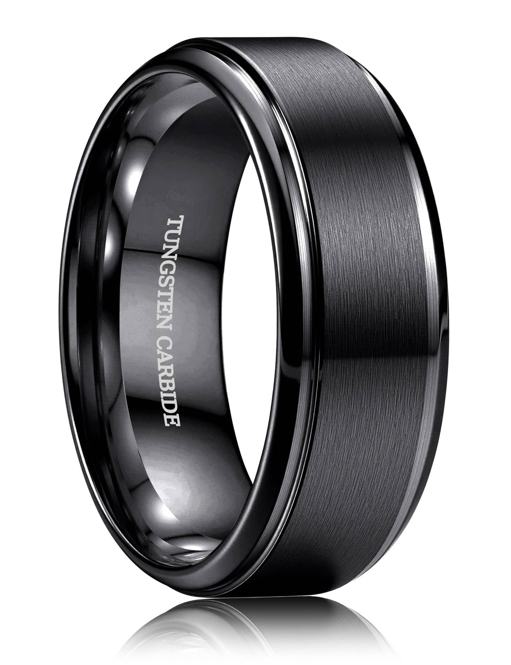 Jstyle 8MM Tungsten Wedding Band Ring for Men Black Rings Size 9.5