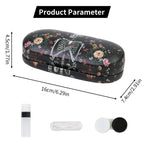 FlyingMage 2 in 1 Contact Lens Case and Eyeglasses Case for Women Men Kids, Double Sided Hard Shell Portable Glasses Travel Holder with Built-in Mirror, Contact Lens Box Storage Kit (Black Skull)