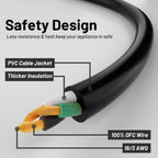 15 Ft 2Pack 13A 1625W 16AWG Black Indoor Outdoor Extension Cord Waterproof, Extension Cord with 3 Prong Grounded Plug, Flexible Weatherproof Power Cable, SJTW