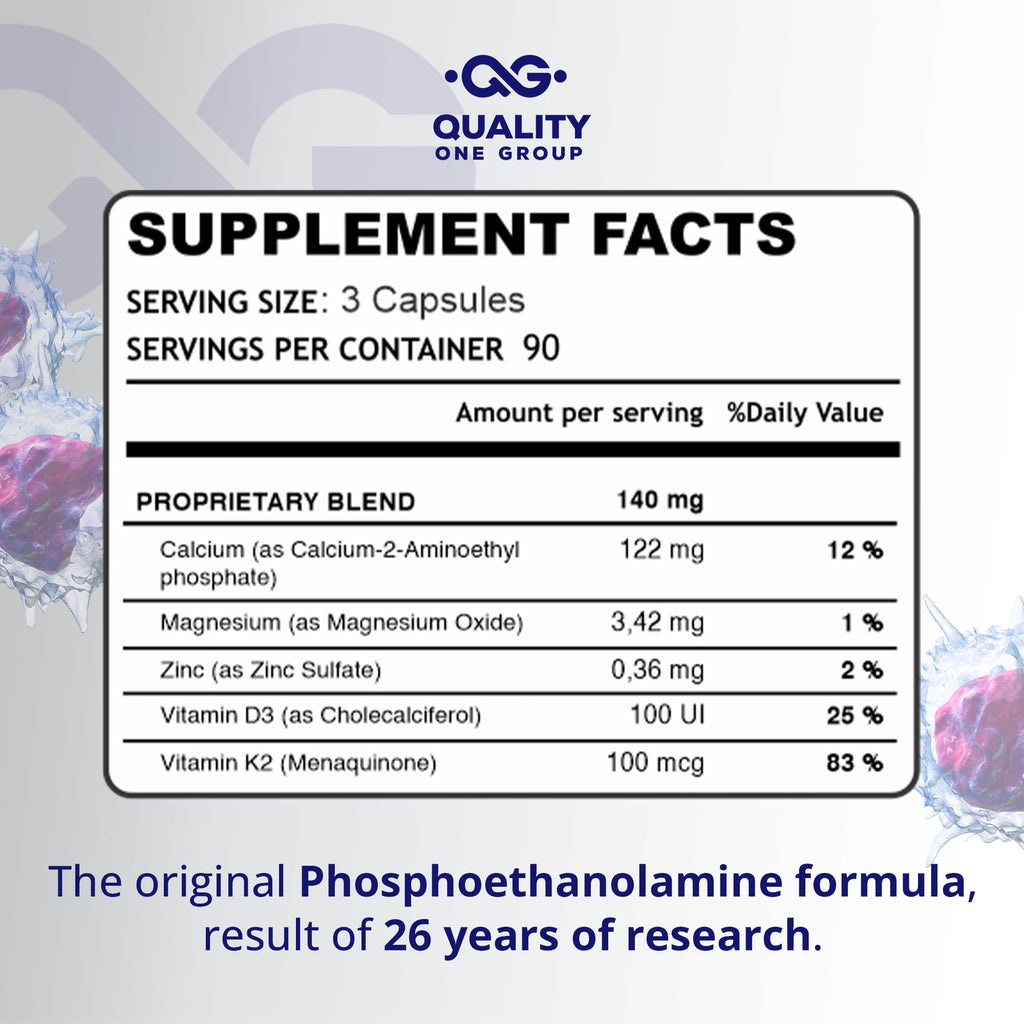 Phosphomax - Fosfoetanolamina - Unique Blend of Phosphoethanolamine to Boost Your Immune System- Natural Fosfoetalonamina, 26 Years of Researched Formulation - 180 Capules