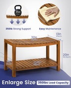 Upolana Teak Shower Bench, 32" Solid Wood Shower Stool for Inside Shower to Sit On, Wooden Bathroom Shower Seat Waterproof