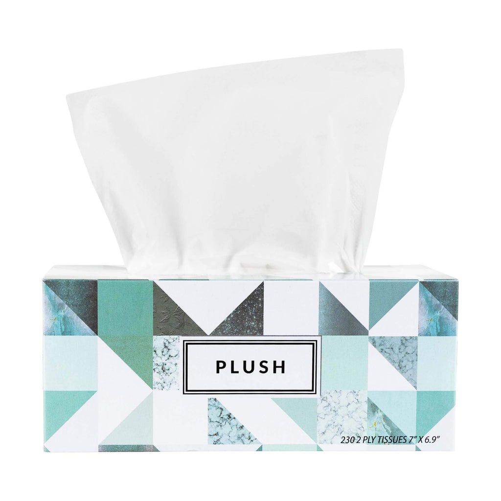 Plush Facial Tissues 130 Per Box Size 7" X 6.9" 2 Ply,Soft, Smooth, Great for Bathroom, Office, Store, School,Home, Kitchen, Or in Your Car & in Every Room (Family pack Pack of 30, 3900 Tissues total)