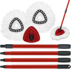 Mop Replace Heads Mop Handle and Mop Base Replacement for O Cedar EasyWring 1-Tank Spin Mop System, 2 Microfiber Mop Head Refills, 4-Section Iron Mop Handle 30-58in and 1 Mop Head Cover Set(No Bucket)
