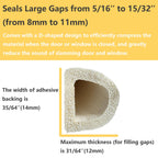 VITAM AMO Weather Stripping Seal Strip for Doors Windows 18 Feet, Self-Adhesive Backing Seals Large Gap (from 5/16 inch to 15/32 inch), Easy Cut to Size