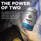 KAL Melatonin 3mg Sleep Aid, Fast Dissolve Tablets, Calming Relaxation and Healthy Sleep Cycle Support, with Added Vitamin B6, Vegan, Gluten Free, Non-GMO, 120 Servings, 120 ActivTabs