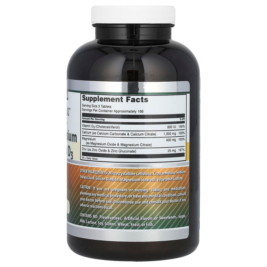 Amazing Formulas Calcium Magnesium Zinc + Vitamin D3 Supplement | 500 Tablets | Non-GMO | Gluten-Free | Made in USA