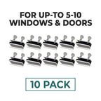 Window Locks, 10 Pack for Vertical and Horizontal Windows, Sliding Window Locks, Adjustable Aluminum Stoppers, No-Drill Install, Fits Tracks up to 3/16" Wide
