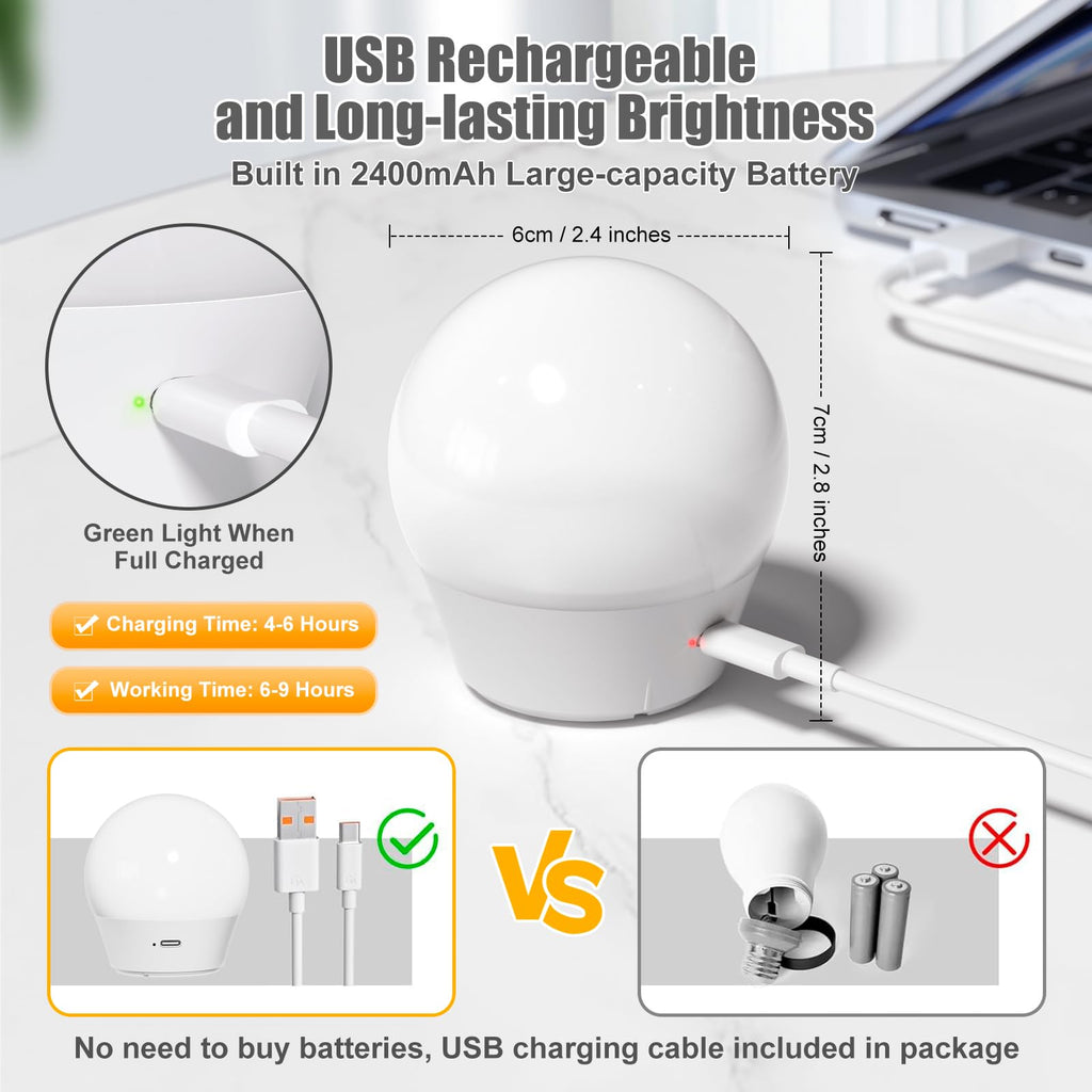 Brightown E26 Rechargeable Light Bulb with Remote and Timer