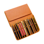 MIVLXLX 12 Slot Fountain Pen Case, Handmade Magnetic,Christmas Gift (brown)