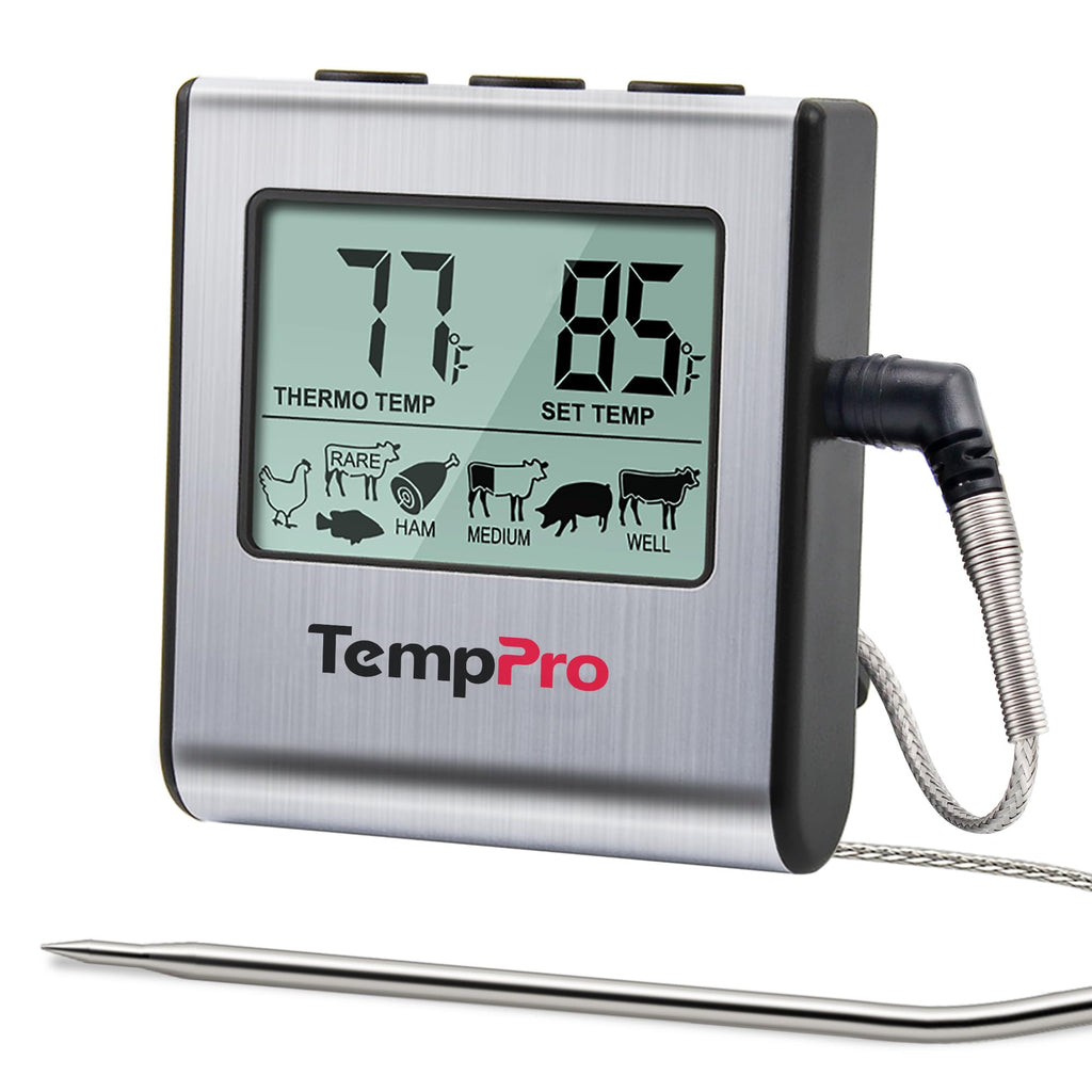 TempPro TempTrack Large LCD Digital Meat Thermometer for Cooking