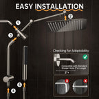 Veken All Metal 10" Brushed Nickel Shower Head with Handheld, Luxurious Square Double Rain Shower Heads with Power-wash Hand Held, Dual High Pressure Detachable Rainfall Showerhead,Bathroom Upgrade