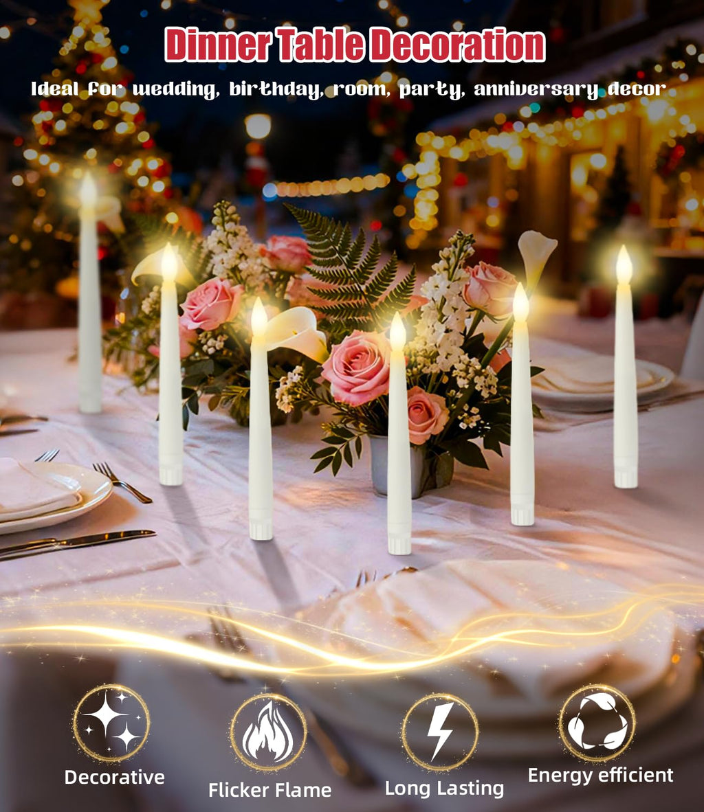 Halloween Decorations - 32pcs Floating Candles with Wand Magic Hanging Candles, Flameless Warm Light Flickering Battery Operated Candles, Floating LED Candle for Halloween Christmas Theme Party