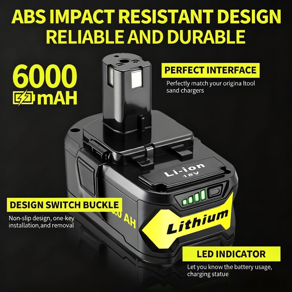 Ultraxxis 2 Packs High Capacity Replacement for Ryobi 18v Battery P108 P104 P105 P102 P103 P122 P109 Li-ION Compatible with Ryobi 18V ONE+ System Cordless Power Tools and Charger