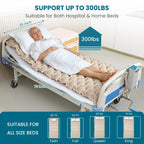 Kekoy Alternating Air Pressure Mattress Pad, Bed Sore Prevention, Hospital Bed Mattress Topper with Whisper Quiet Pump & Waterproof Heat Resistant Ulcer Cushion Pad for Home Use 75" x 35"-Beige