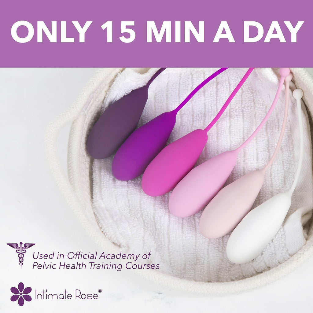 Kegel Exercise System - Pelvic Floor Exercises - Set of 6 Premium Silicone Kegel Exercise Weights & Control with Training Kit for Women: Beginners & Advanced