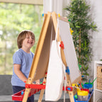 Melissa & Doug Deluxe Standing Art Easel - Dry-Erase Board, Chalkboard, Paper Roller - FSC Certified