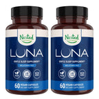 Nested Naturals Luna Melatonin-Free - Non-Habit Forming Herbal Sleep Supplement - Adult Bedtime Support, Help Sleeping w/Chamomile, Valerian, L-Theanine - 120 Vegan Capsules