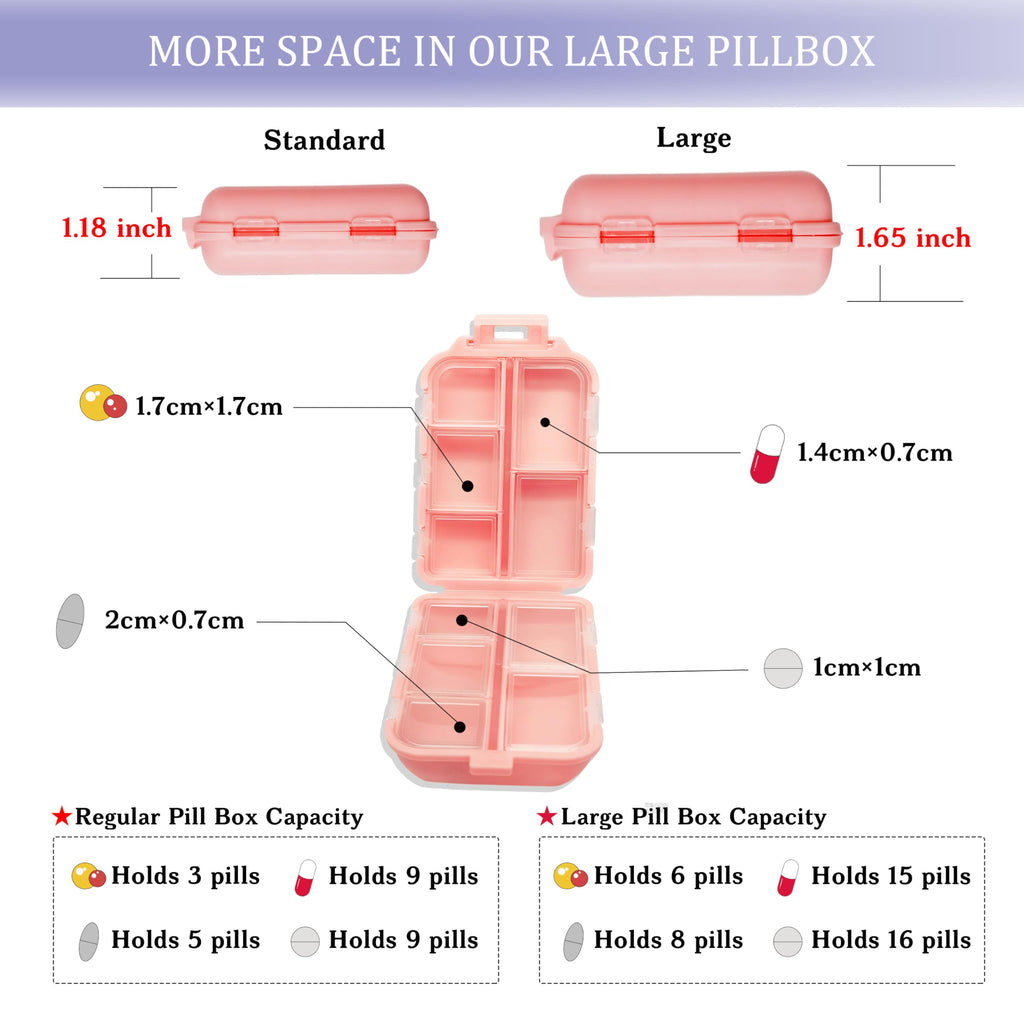 Pill Organizer with Medicine Labels 146 Labels Travel Daily Pill Container Mini Medication Organizer Storage Travel Essentials Pill Case 7 Day Pill Organizer (Blue+Pink+Purple, 3 Packs (Large))
