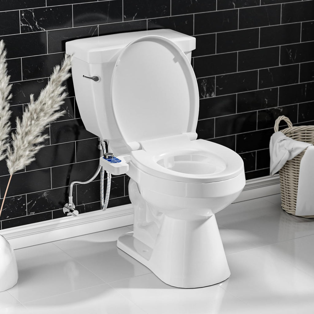 SAMODRA Non-Electric Bidet - Self Cleaning Dual Nozzle (Frontal and Rear Wash) Fresh Water Bidet Toilet Seat Attachment with Independent Adjustable Water Pressure (Ocean Blue)
