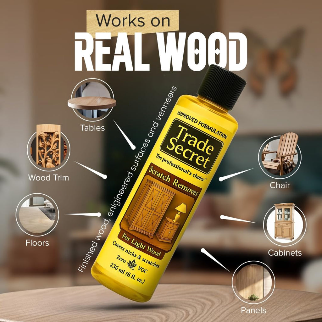 Trade Secret Light Wood Scratch Concealer, Scratch Remover for Real Wood Furniture & Floors – Covers Nicks, Scuffs & Dogs, Cats Scratches, Marks, Minor Defects