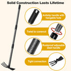 Hoe and Cultivator - 60” Long Handle - Heavy Duty Garden Hoe Tiller, Standing Hoe Garden Tools Durable Cultivator Hoes Hand Rake Fork for Gardening Weeding Planting Loosening Soil