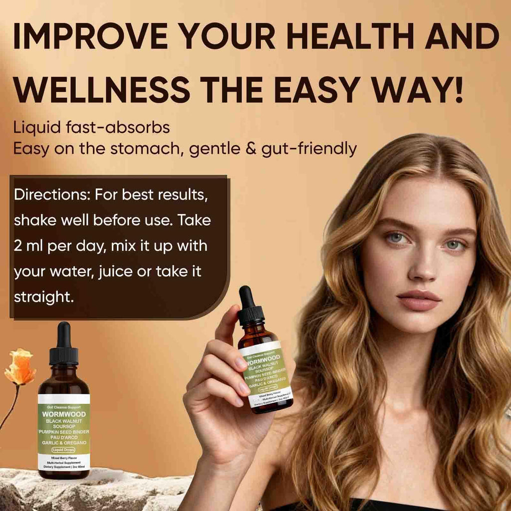 Prozen Wormwood Gut Cleanse Liquid Drops, Wormwood Black Walnut Clove Gut Cleanse & Digestive Health with Soursop, Pumpkin Seed, PAU D'Arco, Garlic Oregano, Energy Boost (1)
