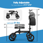WHLICKS Premium Knee Scooter for Adults for Foot Surgery, Foldable & Steerable Knee Walker with Dual Brakes, Medical Knee Scooter for Broken Foot Injured, Lightweight Leg Scooter for Broken Ankle