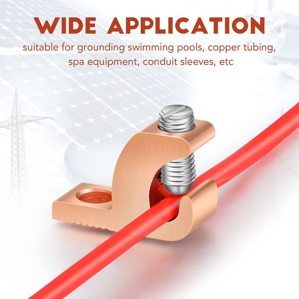 Landhoow 20 Pack Lay in Connector Pool Bonding Lug Copper Conductor Lay in Connector Copper Lay in Lugs AWG for Grounding Swimming Pool and Conduits, 4-14 Wire Range