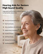 OTC Rechargeable Hearing Aids for Seniors with Automatic Noise Cancelling, LED Display, FSA&HSA Eligible, 5-Level Volume Control for Clear Sound (Black)