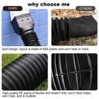 plusgutter 2 Pack Rain Gutter Downspout Extensions, Flexible Downspout Extender with 58"+68" Extendable Pipes for Rain Water Drainage, Durable Down Spout Drain Extension with Connector (Black)
