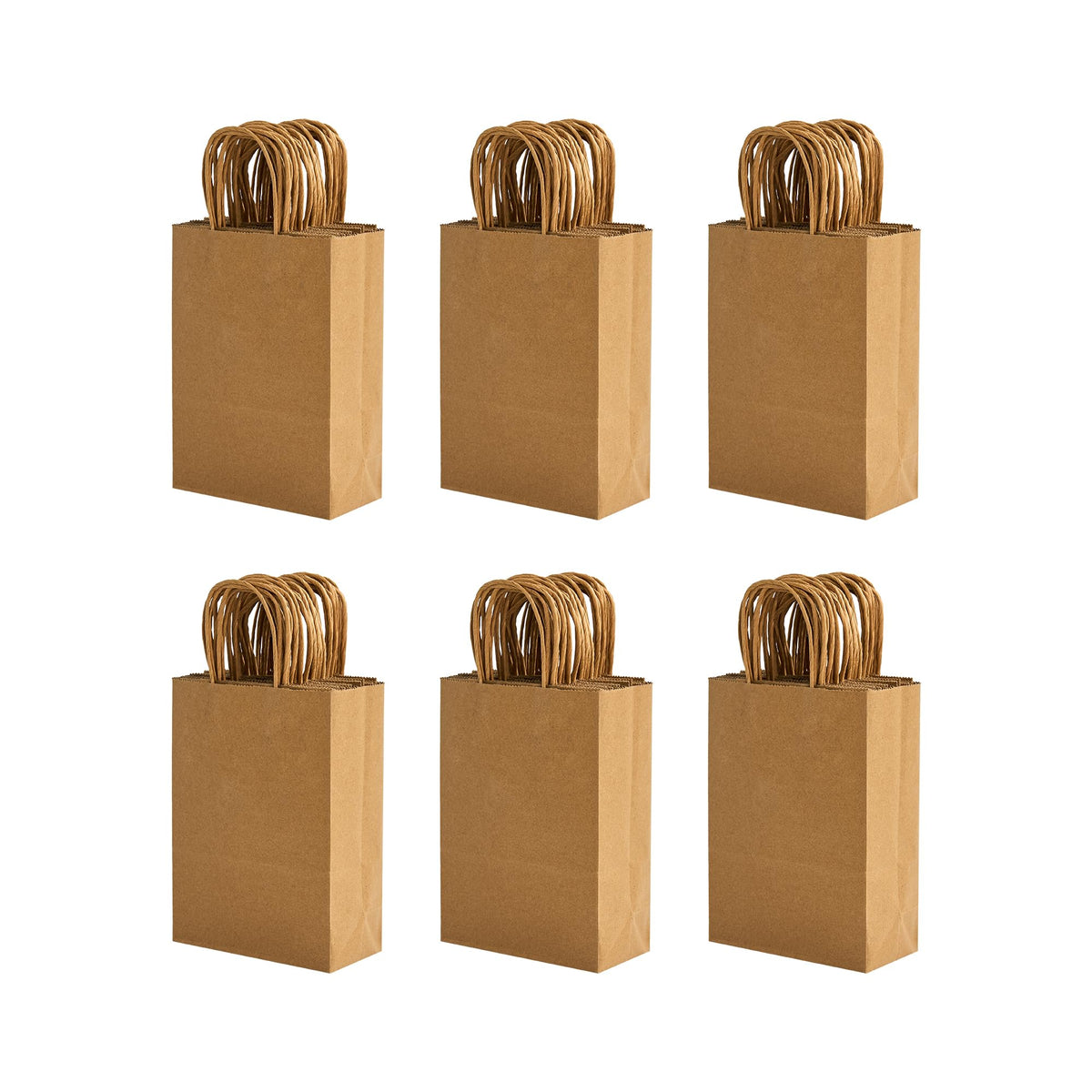 RACETOP Small Brown Kraft Paper Bags 100 Pack 5.8x3.2x8.25 in with Handles