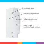 GE Wireless Doorbell Kit,Battery-Operated Receiver,1 Push Button door bell,2 Melodies,4 Volume Levels doorbell chime,classroom doorbell,150 Ft Range,Mountable,White,19247