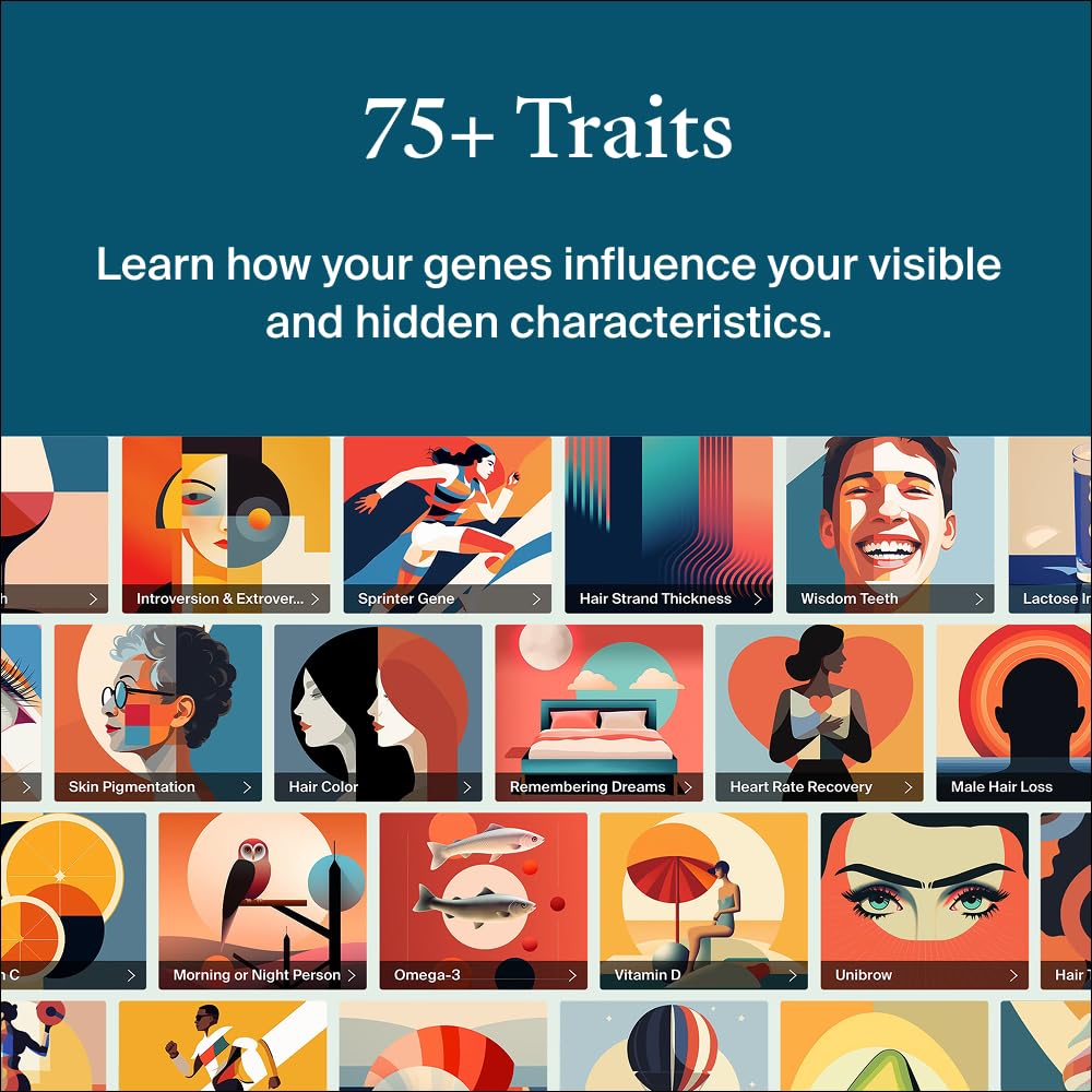 AncestryDNA + Traits Genetic Test Kit: Personalized Genetic Traits, DNA Ethnicity Test, Origins & Ethnicities, Complete DNA Test, Ancestry Reports