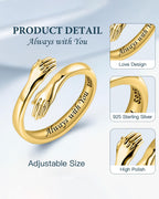 LOVECOM Gold Plated Hug Ring for Women Daughter Granddaughter Non Tarnish