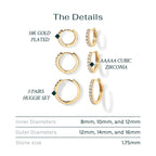 PAVOI Dainty Classic Huggie, Yellow Gold, Size 12mm, 14mm, 16mm