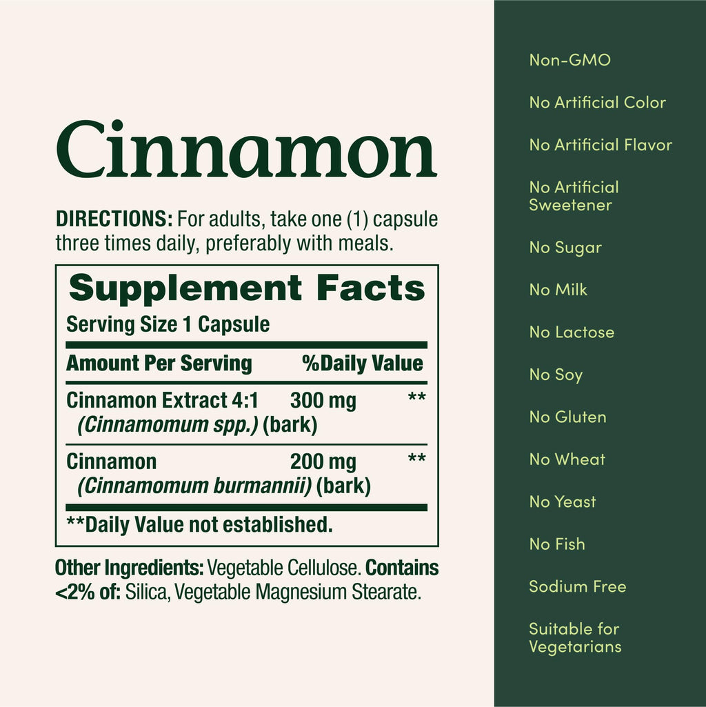 Nature's Bounty Cinnamon Capsules, Herbal Supplement, Supports Sugar Metabolism, 1500mg, 100 Capsules (Pack of 3)