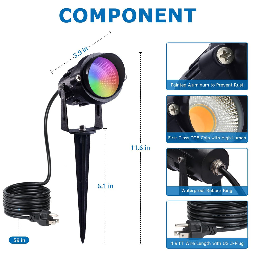 SUNVIE RGBW Halloween Spotlights Outdoor 12W LED Plug in Landscape Lights