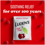 Luden's Sore Throat Relief Lozenges for Minor Everyday Irritation & Dry Mouth, Wild Cherry Flavored Drops, 90 Count, Pack of 2