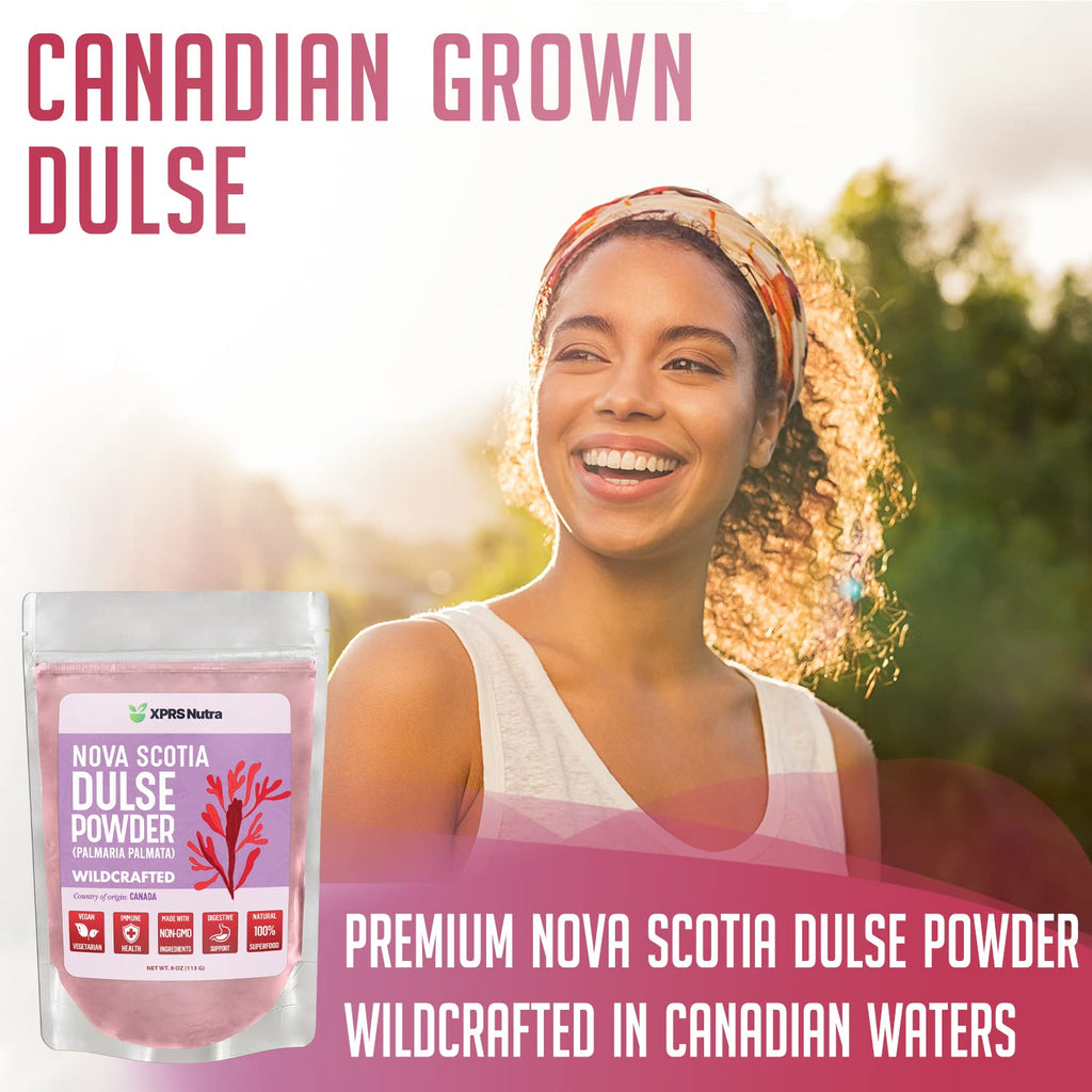 XPRS Nutra Dulse Powder (Palmaria Palmata) - Canadian Wildcrafted Nova Scotia Dulse Powder for Thyroid and Bones - Vegan Friendly Atlantic Duls (16 Ounce)