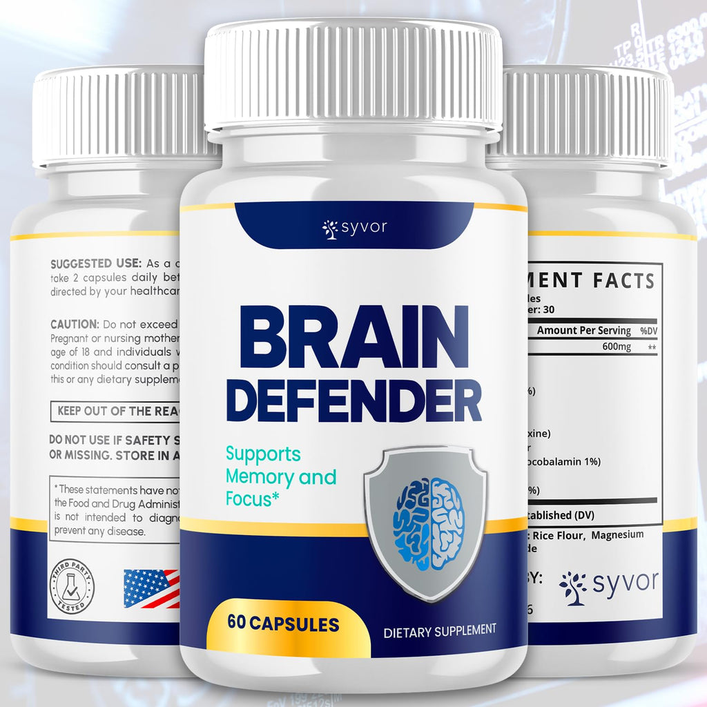 (2 Pack) Brain Defender Supplement Pills, Official Brain Defender Advanced Formula Nootropic Capsules, All Natural Health and Wellness Support Formula Maximum Strength Braindefender (120 Capsules)